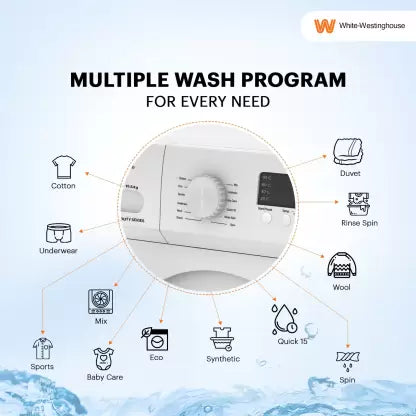 White Westinghouse (Trademark by Electrolux) 10.5 kg Fully Automatic Front Load Washing Machine with In-built Heater White (HDF1050) (OPEN BOX) White Westinghouse (Trademark by Electrolux) 10.5 kg Fully Automatic Front Load Washing Machine with In-built Heater White (HDF1050) (OPEN BOX)